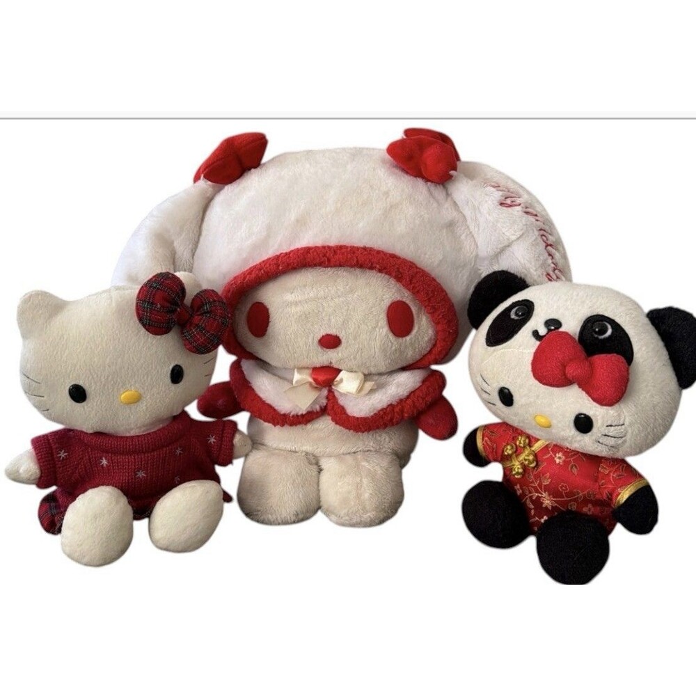 Sanrio My Melody Hello Kitty Plus Lot (3 Plushies) 8” 10” 13” GCU